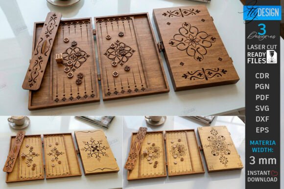 Backgammon Laser Cut Board Games SVG Bundle