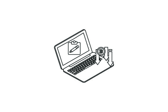 Bitcoin Laptop Icon Note Coloring Page for Graphics Sellers