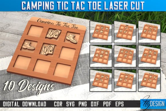 Camping Tic Tac Toe Laser Cut Bundle for Board Games