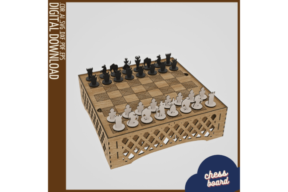 Chessboard Hidden Compartment SVG for Laser Cutting & Board Games