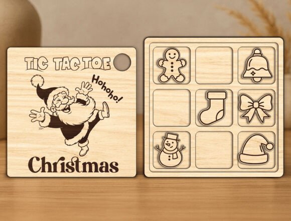 Christmas Tic Tac Toe: Laser Cutting Board Games