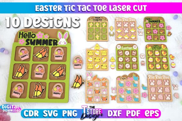 Easter Tic Tac Toe Bundle: Laser Cutting Spring Amp