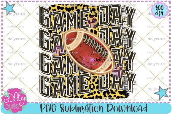 Game Day Football Leopard Wavy PNG: Graphics & Print Templates