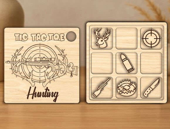 Laser Cutting & Board Games: Hunting Tic Tac Toe SVG