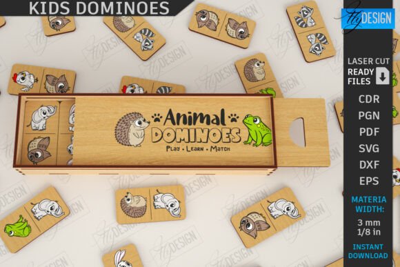 Laser Cutting Board Games: Kids Dominoes Animals Design Review