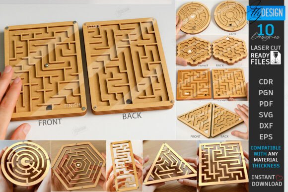 Pocket Wooden Maze Game Laser Cutting Toys Amp