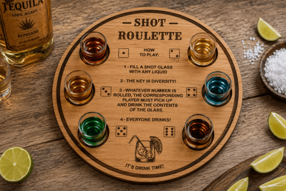 Shot Roulette Laser Cut SVG for Board Games