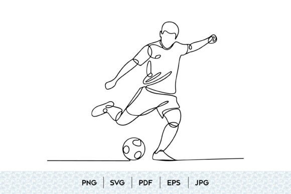Soccer Player One Line Art SVG: Graphics & Illustrations