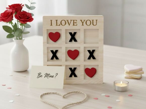 Tic Tac Toe Heart Game: Laser Cutting for Valentine's Day