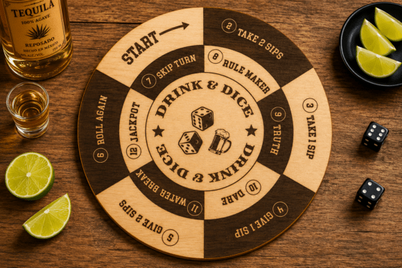 Ultimate Drink Dice: Laser Cut Board Game SVG