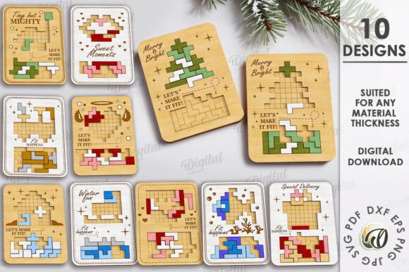 Wooden Puzzle Game Bundle: Laser Cutting & Puzzles